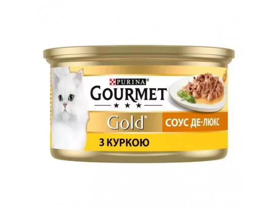 Фото - влажный корм (консервы) Gourmet Gold (Гурме Голд) кусочки в соусе Де-Люкс с курицей