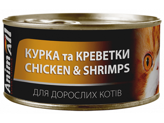 Фото - влажный корм (консервы) AnimAll Chicken & Shrimps влажный корм для кошек КУРИЦА и КРЕВЕТКИ