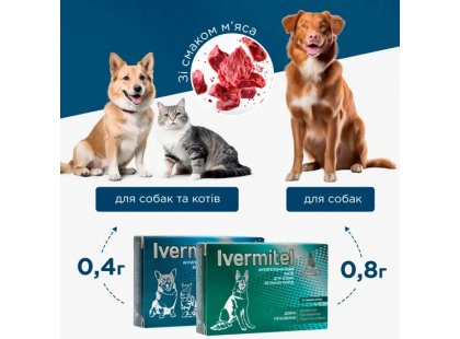 Фото 5 -  от глистов Modes Ivermitel антигельминтные таблетки для кошек и собак ВКУС МЯСА