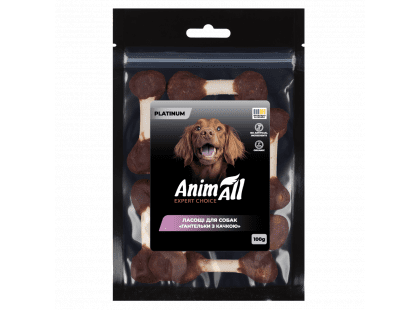 Фото 5 -  лакомства AnimAll Platinum лакомство для собак ГАНТЕЛЬКИ С УТКОЙ