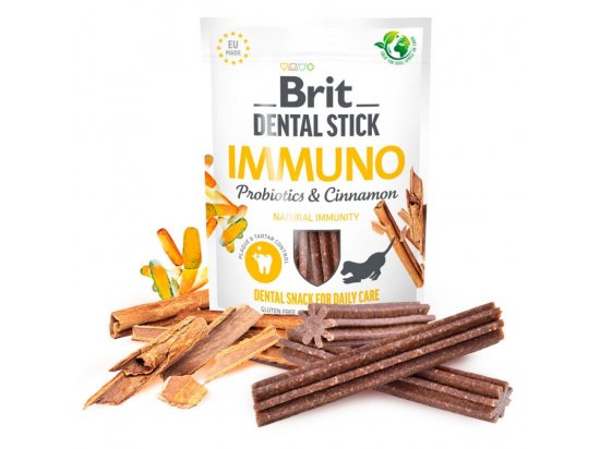 Фото - ласощі Brit Care Dog Dental Stick Immuno Probiotics & Cinnamon ласощі для імунітету собак ПРОБІОТИКИ та КОРИЦЯ