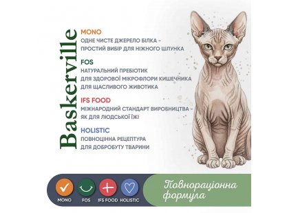 Фото 5 -  влажный корм (консервы) Baskerville Holistic Sensitive консервы для пожилых кошек с чувствительным пищеварением КОНИНА