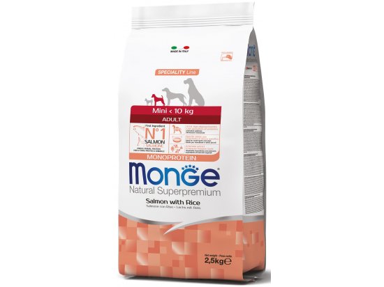 Фото - сухой корм Monge Dog Monoprotein Adult Mini Salmon & Rice сухой монопротеиновый корм для собак мелких пород ЛОСОСЬ и РИС