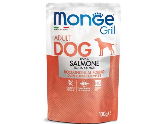 Фото - Monge Dog Grill Adult Salmon влажный корм для собак ЛОСОСЬ, пауч влажный корм (консервы) Monge Dog Grill Adult Salmon влажный корм для собак ЛОСОСЬ, пауч