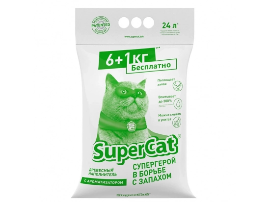 Фото - наполнители SUPER CAT Наполнитель Суперкет Стандарт с ароматизатором ЗЕЛЕНЫЙ