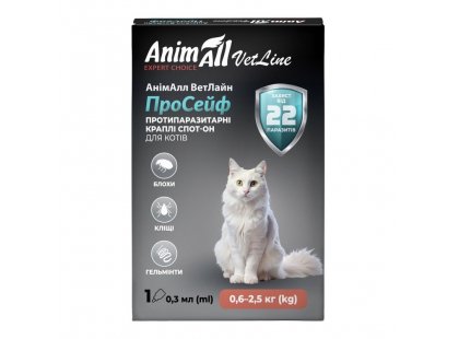 Фото 4 -  от блох и клещей AnimAll VetLine ПроСейф спот-он капли от блох, клещей и гельминтов для кошек