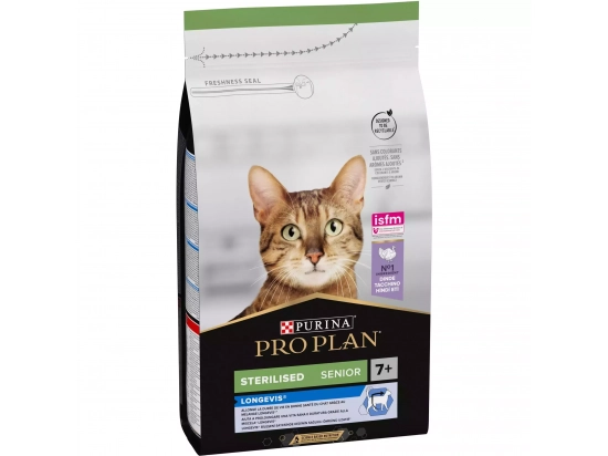 Фото - сухой корм Purina Pro Plan (Пурина Про План) Sterilised Senior 7+ Longevis Turkey сухой корм для стерилизованных кошек старше 7 лет ИНДЕЙКА