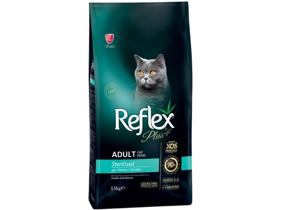 Фото - сухой корм Reflex Plus (Рефлекс Плюс) Adult Sterilised Chicken корм для стерилизованных кошек и кастрированных котов, с курицей