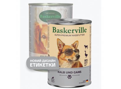 Фото - Baskerville (Баскервіль) ТЕЛЯТИНА І М'ЯСО ГУСЯ - консерви для собак вологий корм (консерви) Baskerville (Баскервіль) ТЕЛЯТИНА І М'ЯСО ГУСЯ - консерви для собак