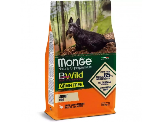 Фото - Monge Dog BWild Grain Free Mini Adult Duck сухой беззерновой корм для собак мелких пород УТКА сухой корм Monge Dog BWild Grain Free Mini Adult Duck сухой беззерновой корм для собак мелких пород УТКА