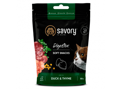 Фото - лакомства Savory (Сейвори) Digestion Soft Snack Duck & Thyme мягкое лакомство для улучшения пищеварения у кошек УТКА и ТИМЬЯН