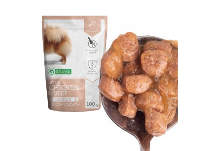 Фото 4 -  влажный корм (консервы) Natures Protection CHICKEN & BEEF HEALTHY GROWTH влажный корм для щенков, пауч  КУРИЦА И ГОВЯДИНА