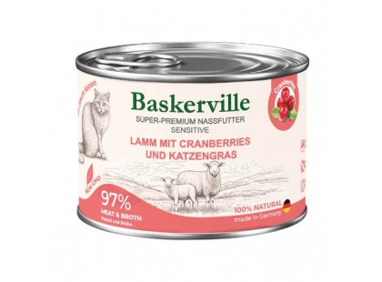 Фото 2 -  влажный корм (консервы) Baskerville Sensitive консервы для кошек ЯГНЕНОК - КЛЮКВА И КОШАЧЬЯ МЯТА