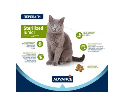 Фото 6 -  сухий корм Advance Junior Sterilized корм для стерилізованих кошенят до 24 місяців КУРКА