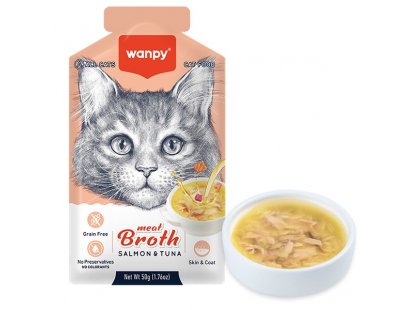 Фото - Wanpy Meat Broths Salmon&Tuna суп для кошек ЛОСОСЬ С ТУНЦОМ влажный корм (консервы) Wanpy Meat Broths Salmon&Tuna суп для кошек ЛОСОСЬ С ТУНЦОМ