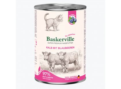 Фото 3 -  влажный корм (консервы) Baskerville Super Premium Kitten влажный корм для котят ТЕЛЯТИНА и ЧЕРНИКА
