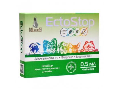 Фото - Modes EctoStop капли на холку от блох, клещей и гельминтов для собак от блох и клещей Modes EctoStop капли на холку от блох, клещей и гельминтов для собак