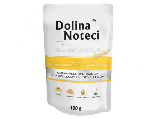 Фото - влажный корм (консервы) Dolina Noteci (Долина Нотечи) Premium влажный корм для щенков и юниоров мелких пород КУРИНЫЙ ЖЕЛУДОК И ПЕЧЕНЬ ТЕЛЕНКА