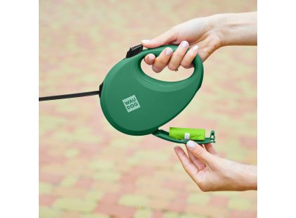 Фото 6 -  рулетки WAUDOG R-leash поводок рулетка с контейнером для пакетов, светоотражающая лента, зеленый