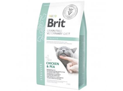 Фото - ветеринарные корма Brit Veterinary Diet Cat Grain Free Struvite Chicken & Pea сухой беззерновой сухой корм для кошек при мочекаменной болезни КУРИЦА и ГОРОХ