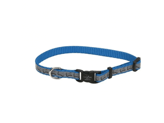 Фото - амуниция Coastal (Костал) Lazer Brite Reflective Collar светоотражающий ошейник для собак, БИРЮЗОВЫЙ КОСТОЧКИ