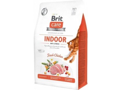 Фото - сухий корм Brit Care Cat Grain Free Indoor Аnti-Stress Chicken беззерновий сухий корм для кішок, що живуть у приміщенні і схильні до стресу КУРКА