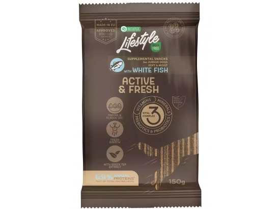 Фото - лакомства Natures Protection (Нейчез Протекшин) Lifestyle Grain Free White fish Active & Fresh беззерново лакомство для активных молодых собак БЕЛАЯ РЫБА