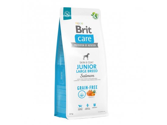 Фото - сухий корм Brit Care Dog Grain Free Junior Large Breed Salmon беззерновий сухий корм для шкіри та шерсті молодих собак великих порід ЛОСОСЬ