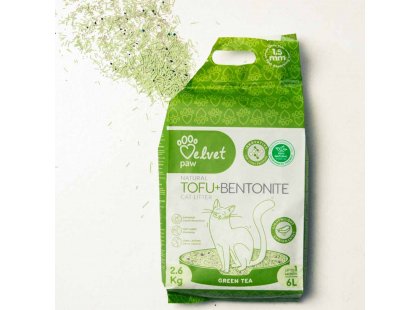 Фото 3 -  наполнители Velvet Paw Tofu+Bentonite Green Tea гороховый наполнитель с бентонитом для кошек ЗЕЛЕНЫЙ ЧАЙ