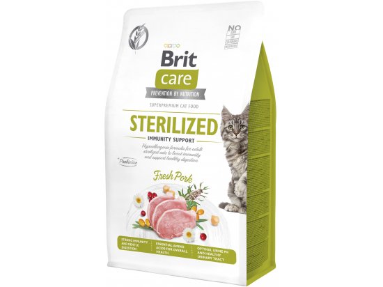 Фото - сухий корм Brit Care Cat Grain Free Sterilized Immunity Support Pork беззерновий корм для стерилізованих кішок з чутливим травленням СВИНИНА