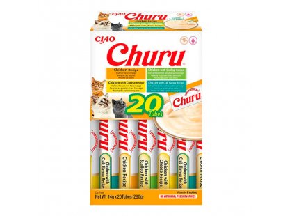 Фото - Inaba Cat Churu Chicken ласощі для котів, вершковий мус, 4 СМАКИ З КУРКОЮ Категорії Inaba Cat Churu Chicken ласощі для котів, вершковий мус, 4 СМАКИ З КУРКОЮ