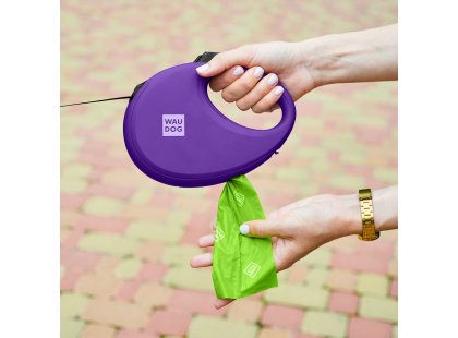 Фото 7 -  рулетки WAUDOG R-leash поводок рулетка с контейнером для пакетов, светоотражающая лента, фиолетовый