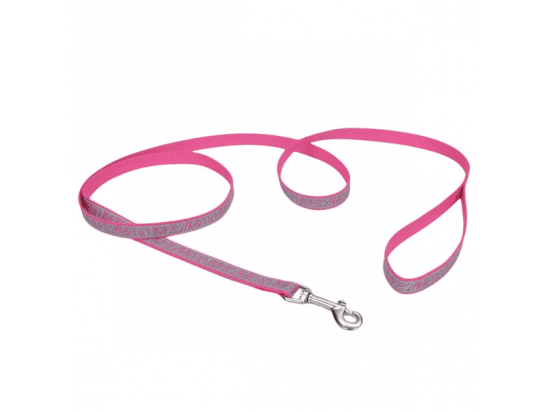 Фото - амуниция Coastal (Костал) Lazer Brite Reflective Leash светоотражающий поводок для собак, РОЗОВАЯ ЗЕБРА