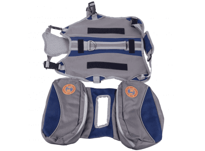 Фото 6 -  амуниция Voyager Pet Dog Bagpack cумка-седло для собак, синий с серым