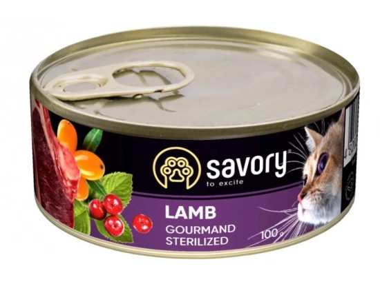 Фото - вологий корм (консерви) Savory (Сейворі) GOURMAND STERILIZED LAMB вологий корм для стерилізованих котів (ягня)