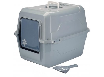 Фото - AnimAll закрытый туалет для кошек с лопаткой CNR-143, серый туалеты, лотки AnimAll закрытый туалет для кошек с лопаткой CNR-143, серый