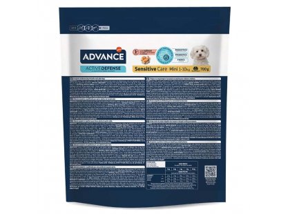 Фото - сухой корм Advance (Эдванс) Dog Mini Adult Sensitive - корм для взрослых собак маленьких пород с чувствительным пищеварением (лосось и рис)