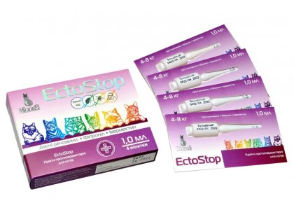 Фото 4 -  от блох и клещей Modes EctoStop капли на холку от блох, клещей и гельминтов для кошек
