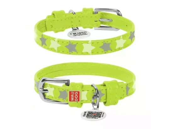 Фото - Collar WAUDOG Glamour шкіряний світловідбиваючий нашийник для собак візерунок ЗІРОЧКА, САЛАТОВИЙ амуніція Collar WAUDOG Glamour шкіряний світловідбиваючий нашийник для собак візерунок ЗІРОЧКА, САЛАТОВИЙ