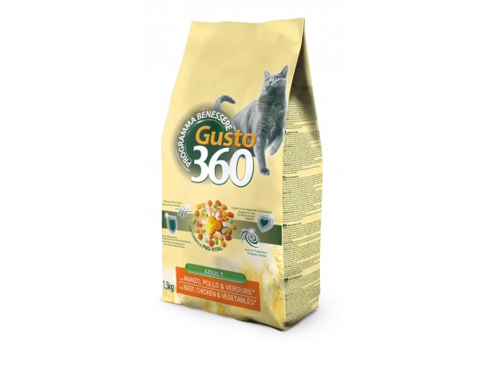 Фото - сухий корм Gusto 360 (Густо 360) Adult Cat Beef, Chicken & Vegetables сухий корм для дорослих кішок ЯЛОВИЧИНА, КУРКА та ОВОЧІ