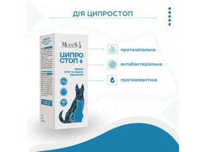 Фото 3 -  антибиотики Modes Ципростоп капли противовоспалительные очные и ушные для животных