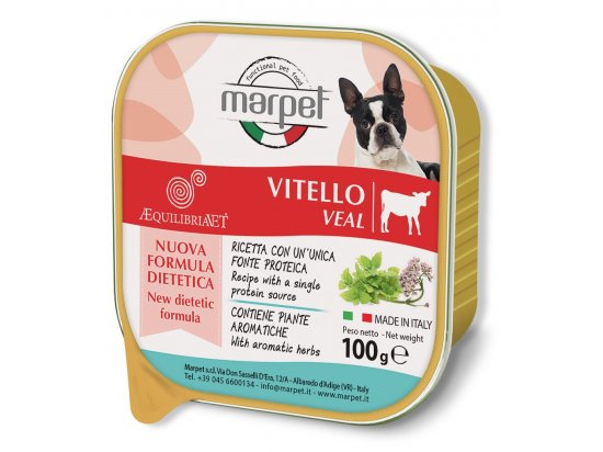 Фото - вологий корм (консерви) Marpet (Марпет) AequilibriaVET Adult Dog All Breeds Veal вологий корм для собак ТЕЛЯТИНА, мус