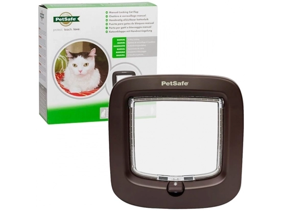 Фото - двері врізні PetSafe STAYWELL MANUAL-LOCKING CAT FLAP дверцята з механічним замком для котів, під дерево