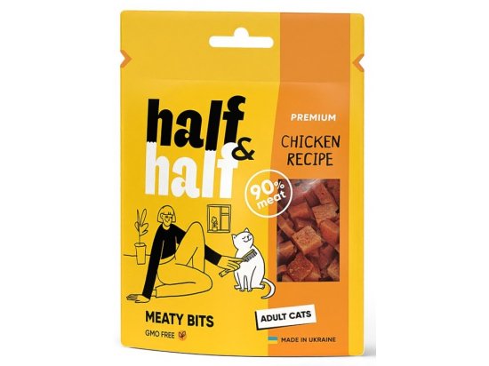 Фото - Half&Half Meaty Bits Adult Chicken ласощі м'ясні шматочки для котів КУРКА ласощі Half&Half Meaty Bits Adult Chicken ласощі м'ясні шматочки для котів КУРКА