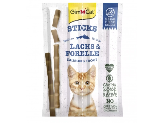 Фото - ласощі Gimcat Sticks mit Lachs und Forelle - рибні палички для кішок ЛОСОСЬ та ФОРЕЛЬ