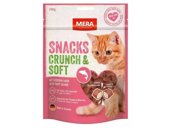 Фото - лакомства Mera (Мера) Snacks Crunch & Soft Lachs снеки для кошек ЛОСОСЬ