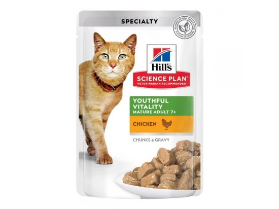 Фото - влажный корм (консервы) Hill's Science Plan Mature Adult Senior Vitality Chicken & Salmon корм для пожилых кошек КУРИЦА и ЛОСОСЬ (мультипак)