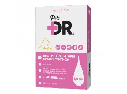 Фото - Dr.Pets (Доктор Петс) Спот-он краплі від бліх, кліщів та гельмінтів для котів від бліх та кліщів Dr.Pets (Доктор Петс) Спот-он краплі від бліх, кліщів та гельмінтів для котів