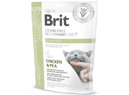 Фото - ветеринарные корма Brit Veterinary Diet Cat Grain Free Diabetes Chicken & Pea беззерновой сухой корм для кошек при диабете КУРИЦА и ГОРОХ