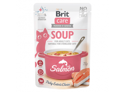 Фото - вологий корм (консерви) Brit Care Cat Soup with Salmon консерви для котів СУП з ЛОСОСЕМ